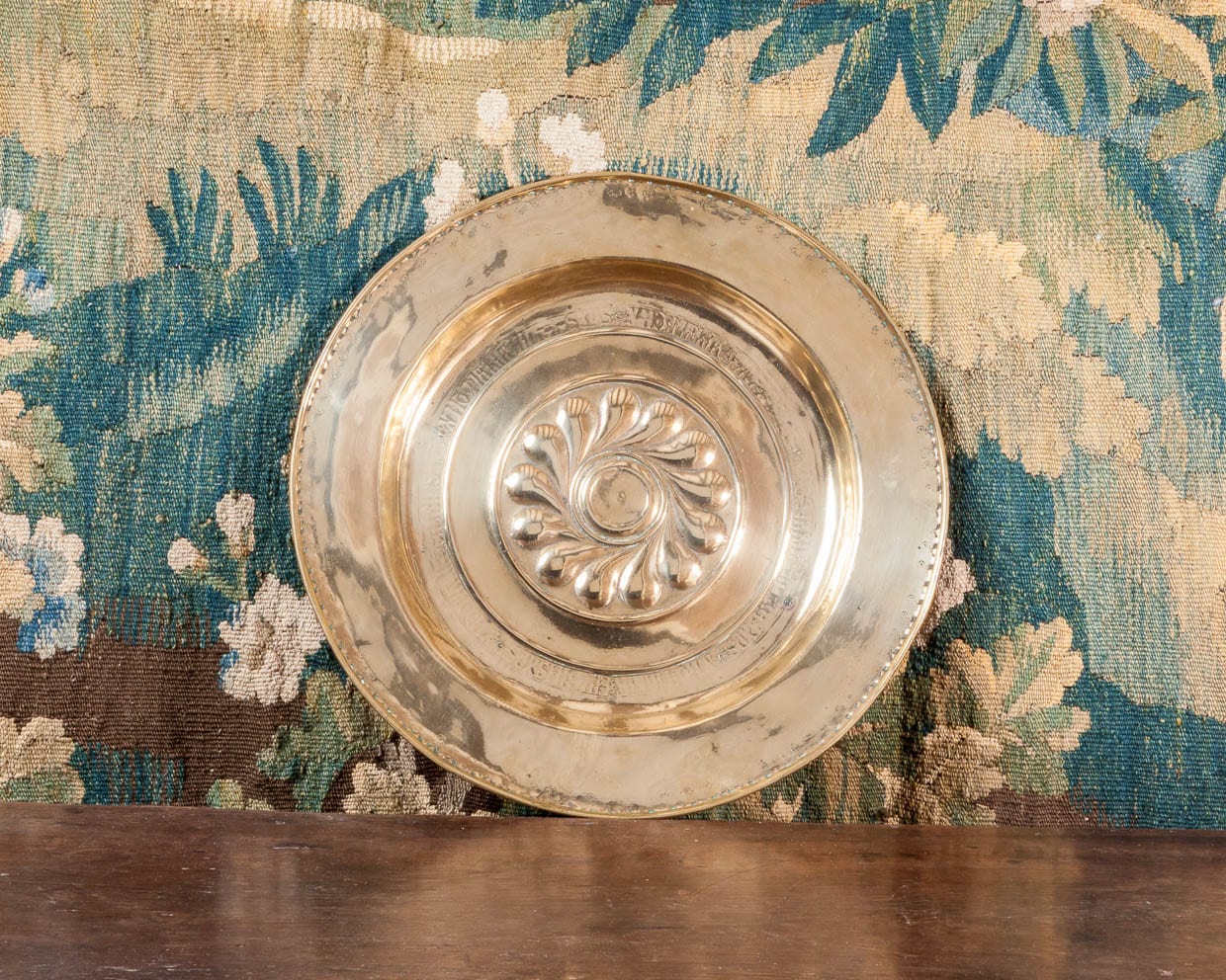 16th century brass alms dish