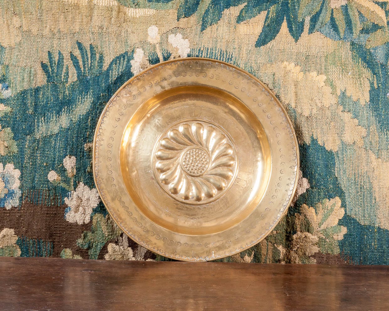 16th century brass alms dish