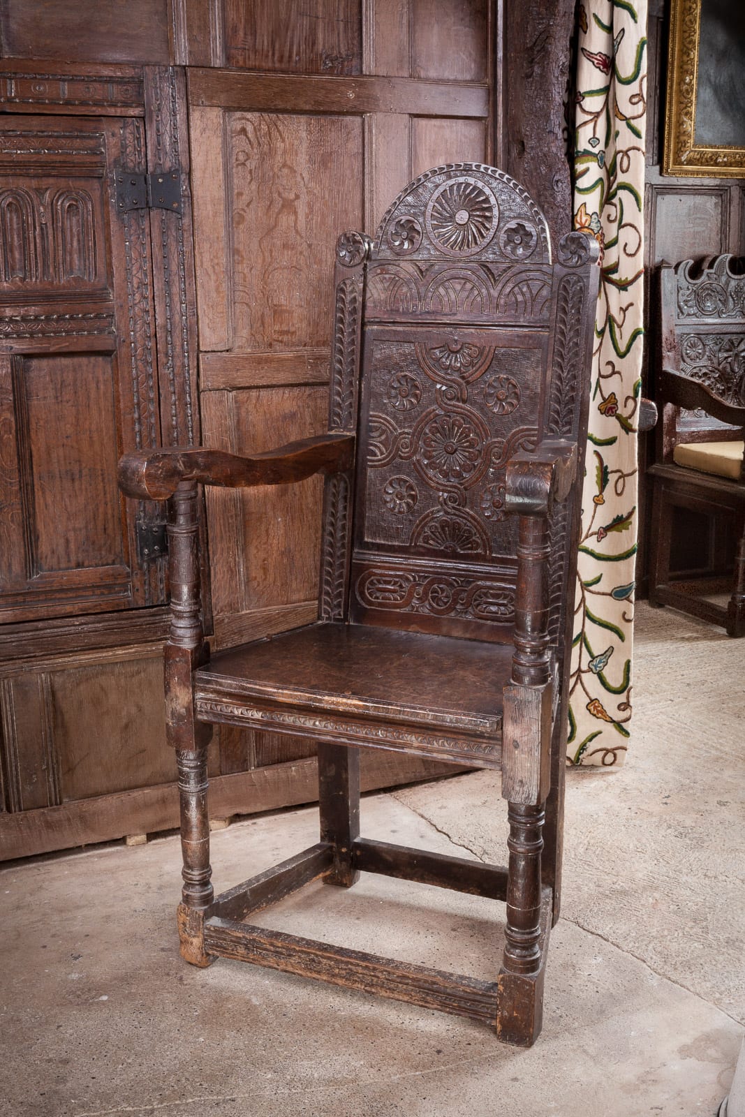 Elizabeth I joined oak armchair