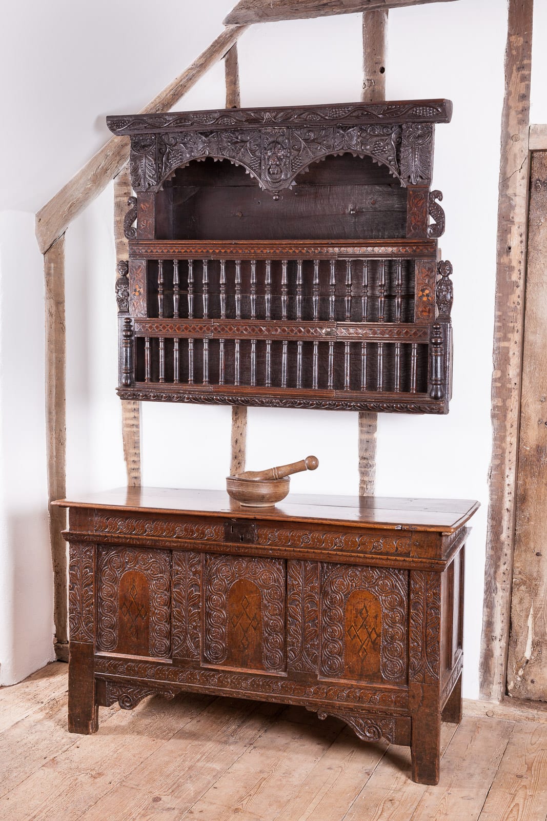 James I spindle mural glass cabinet