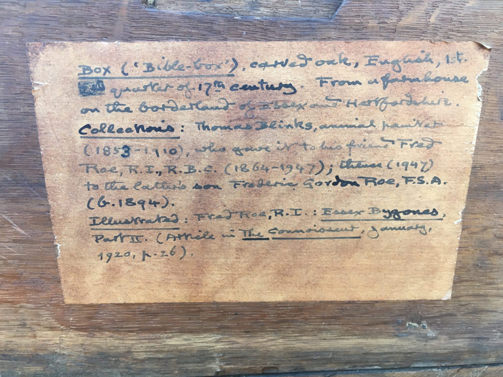 Elizabeth I oak carved box