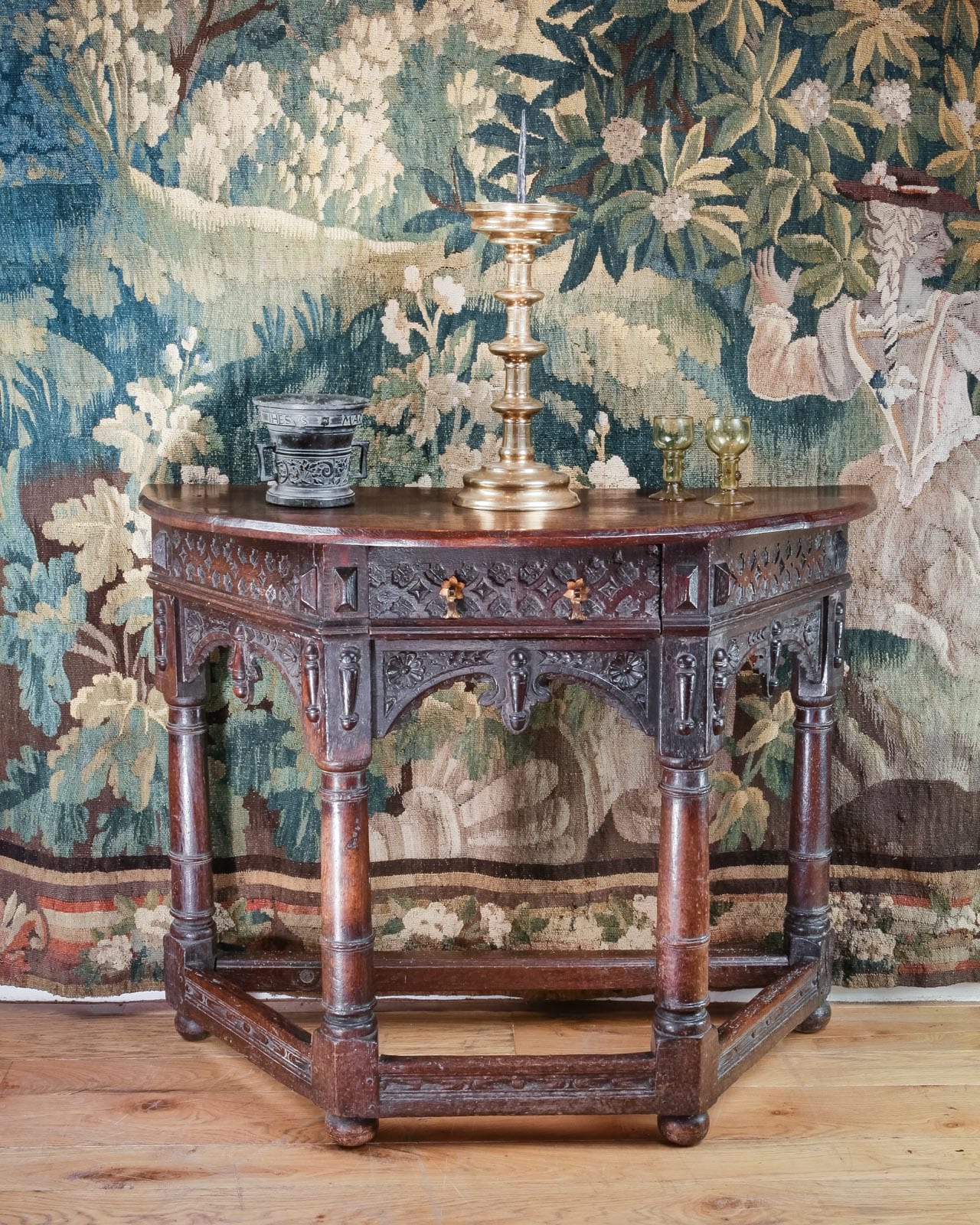 Early 17th century joined oak side table