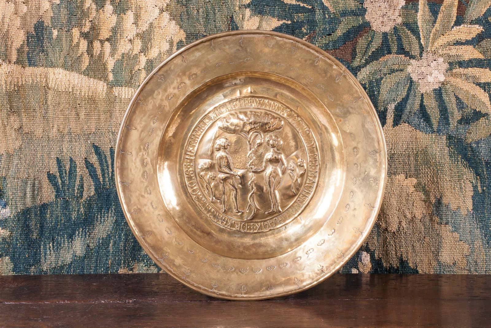 17th century alms dish Adam and Eve