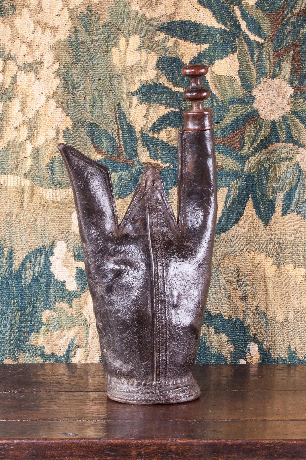 Leather twin spouted flask