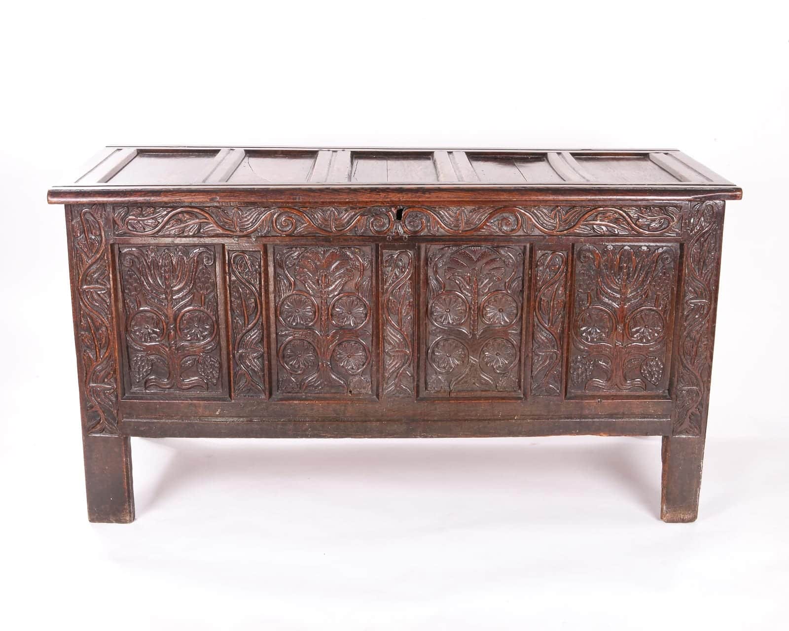 Charles II oak carved chest