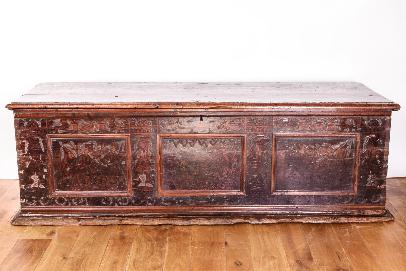 16th century cedar penwork cassone