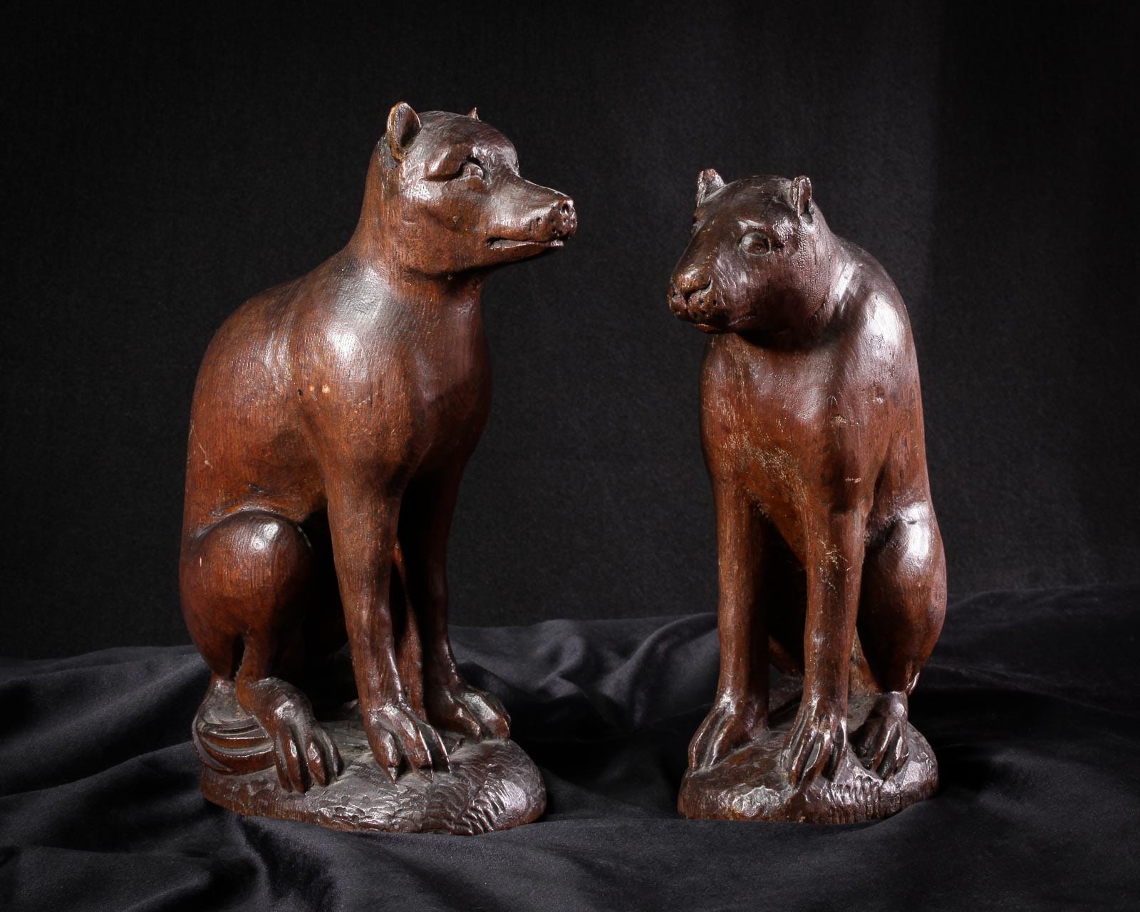 Tudor oak carved finials