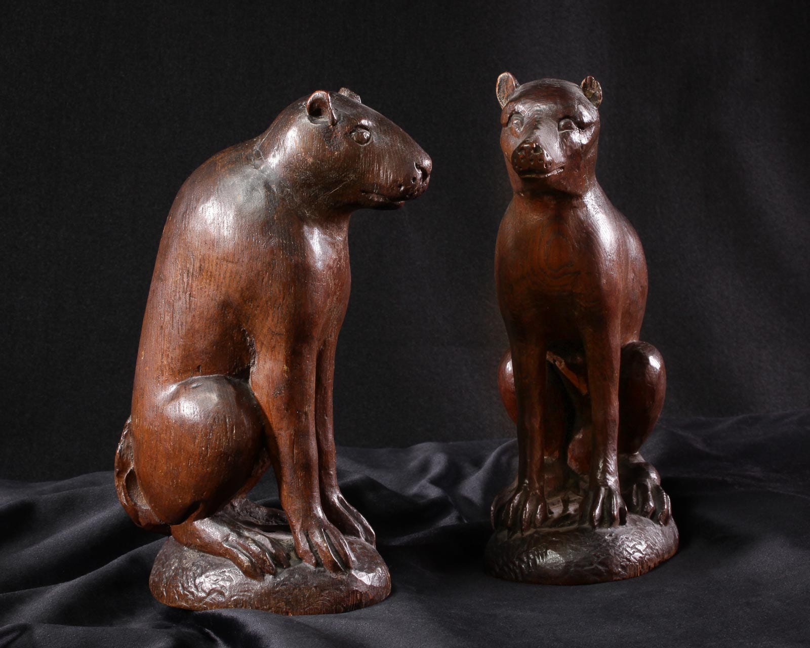 Tudor oak carved finials