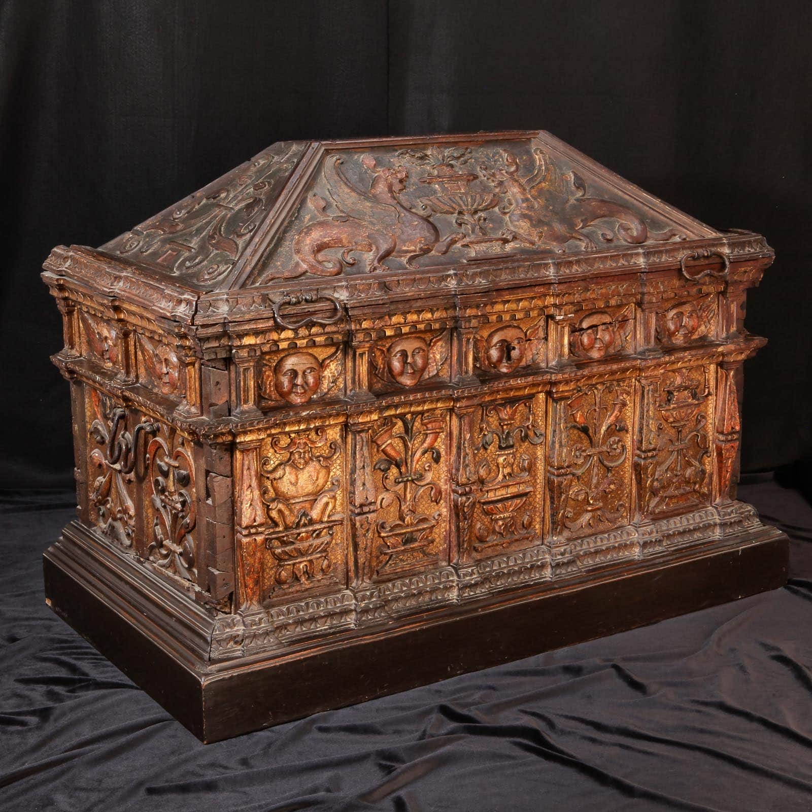 16th century parcel gilt walnut chest