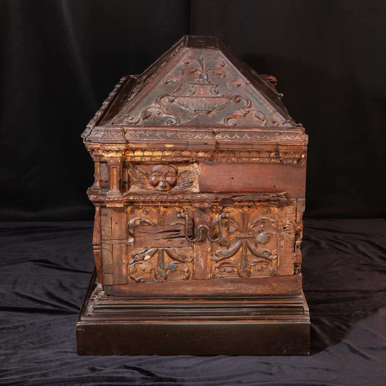 16th century parcel gilt walnut chest