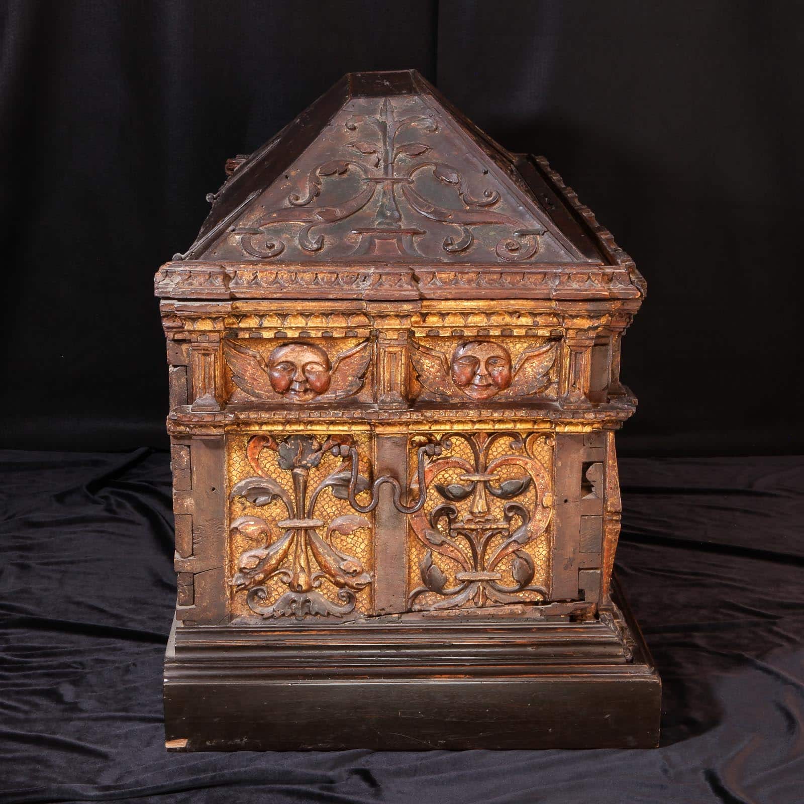 16th century parcel gilt walnut chest