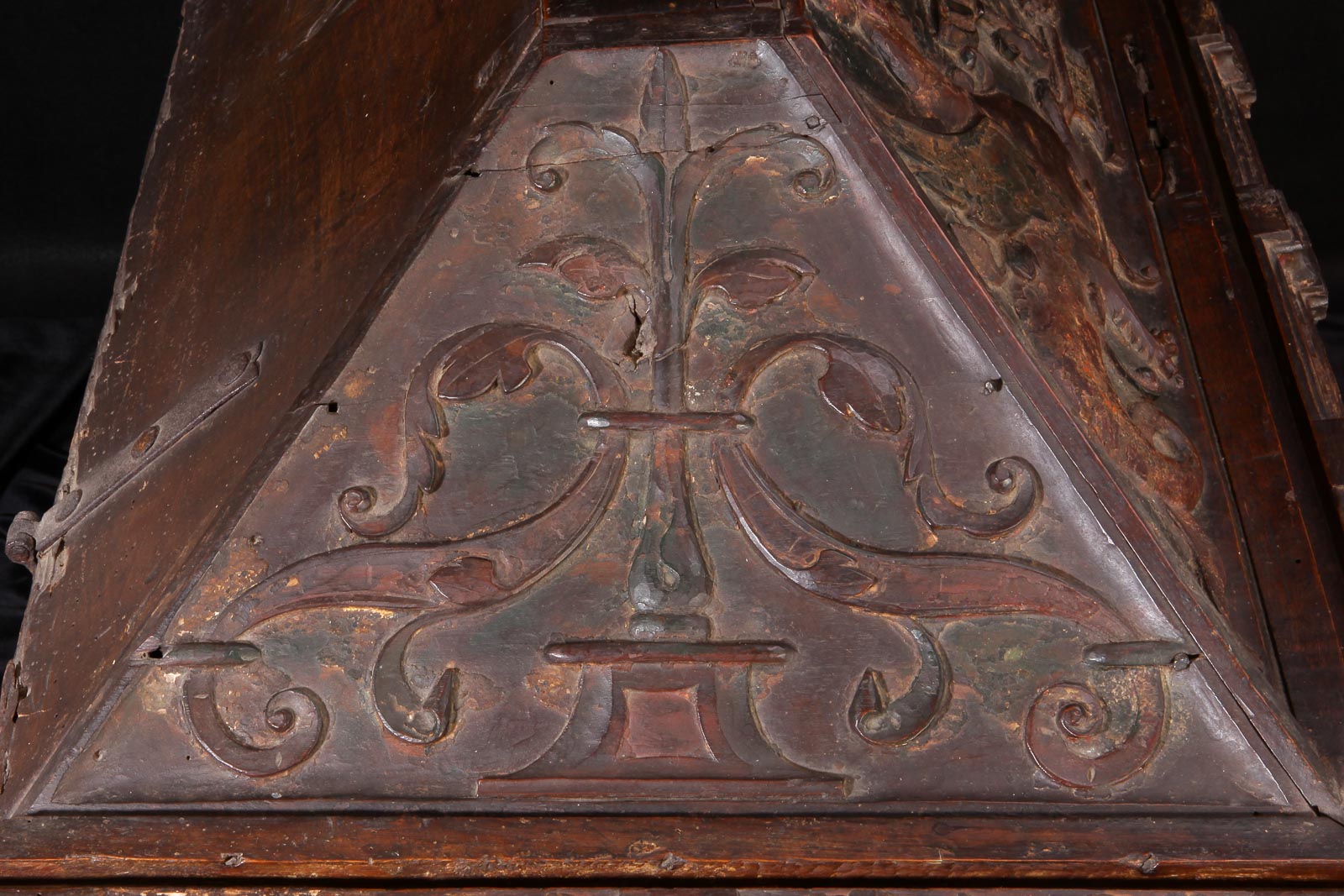 16th century parcel gilt walnut chest