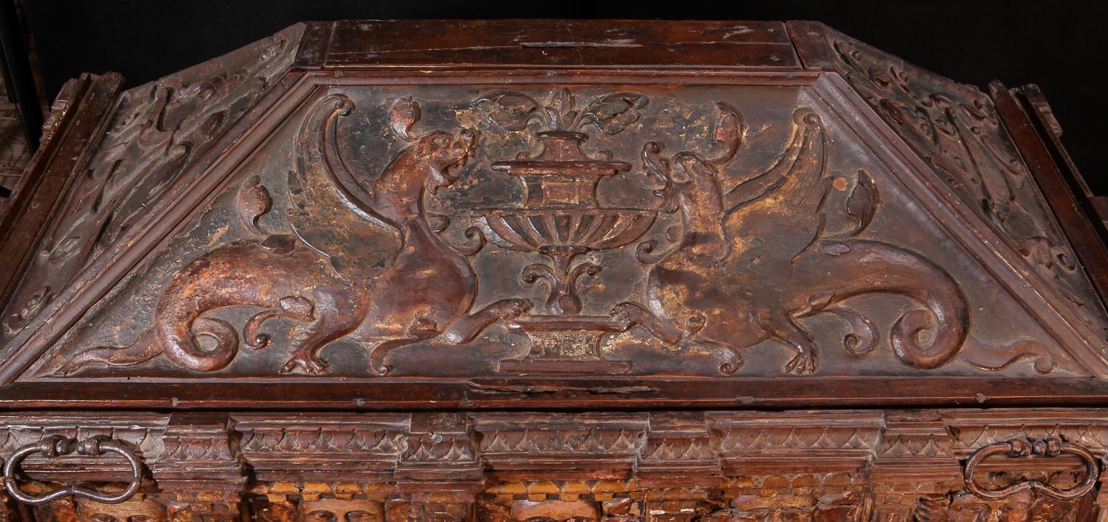16th century parcel gilt walnut chest