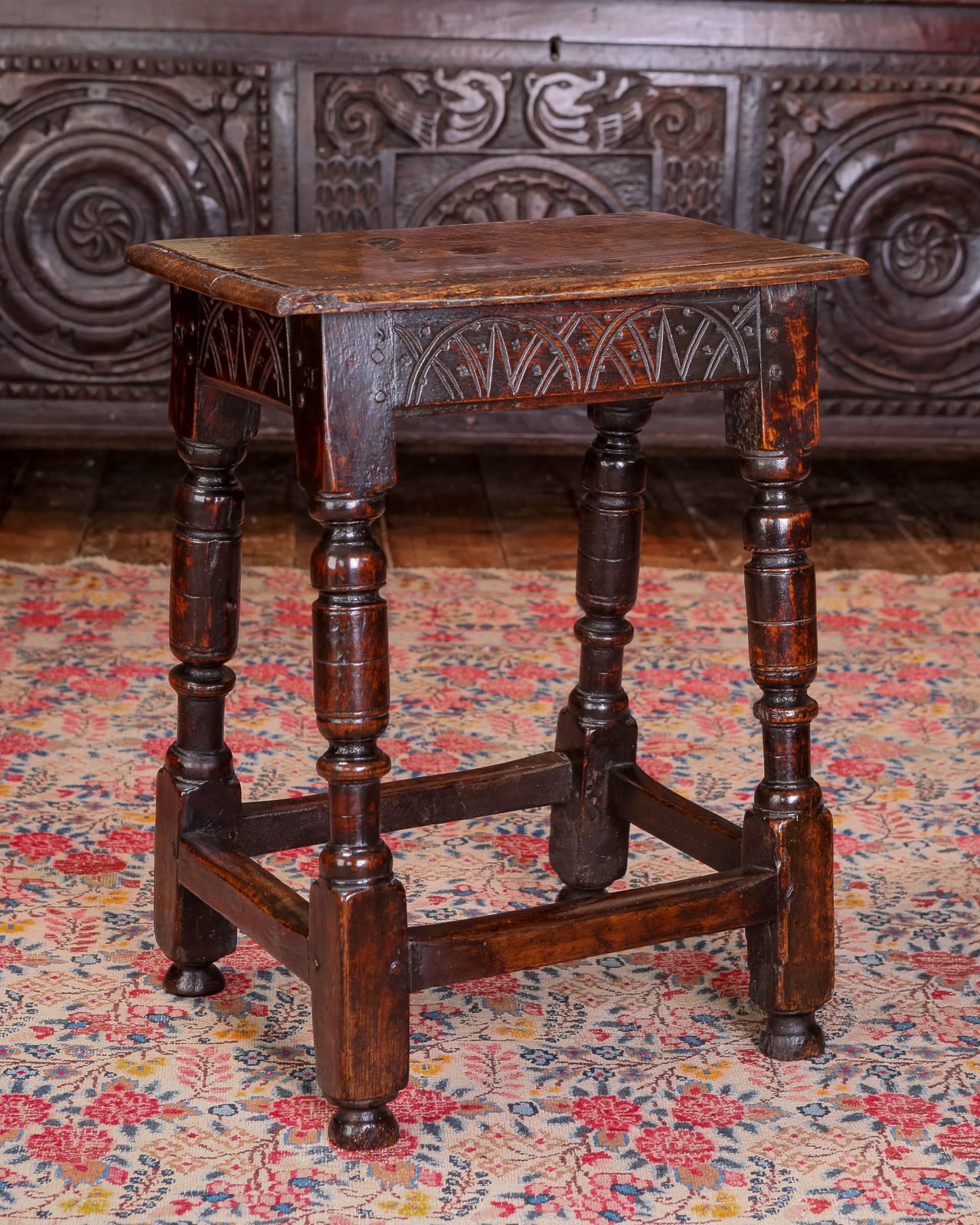 17th century joined oak stool