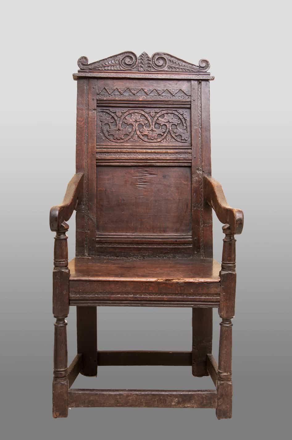 17th century Joined oak armchair