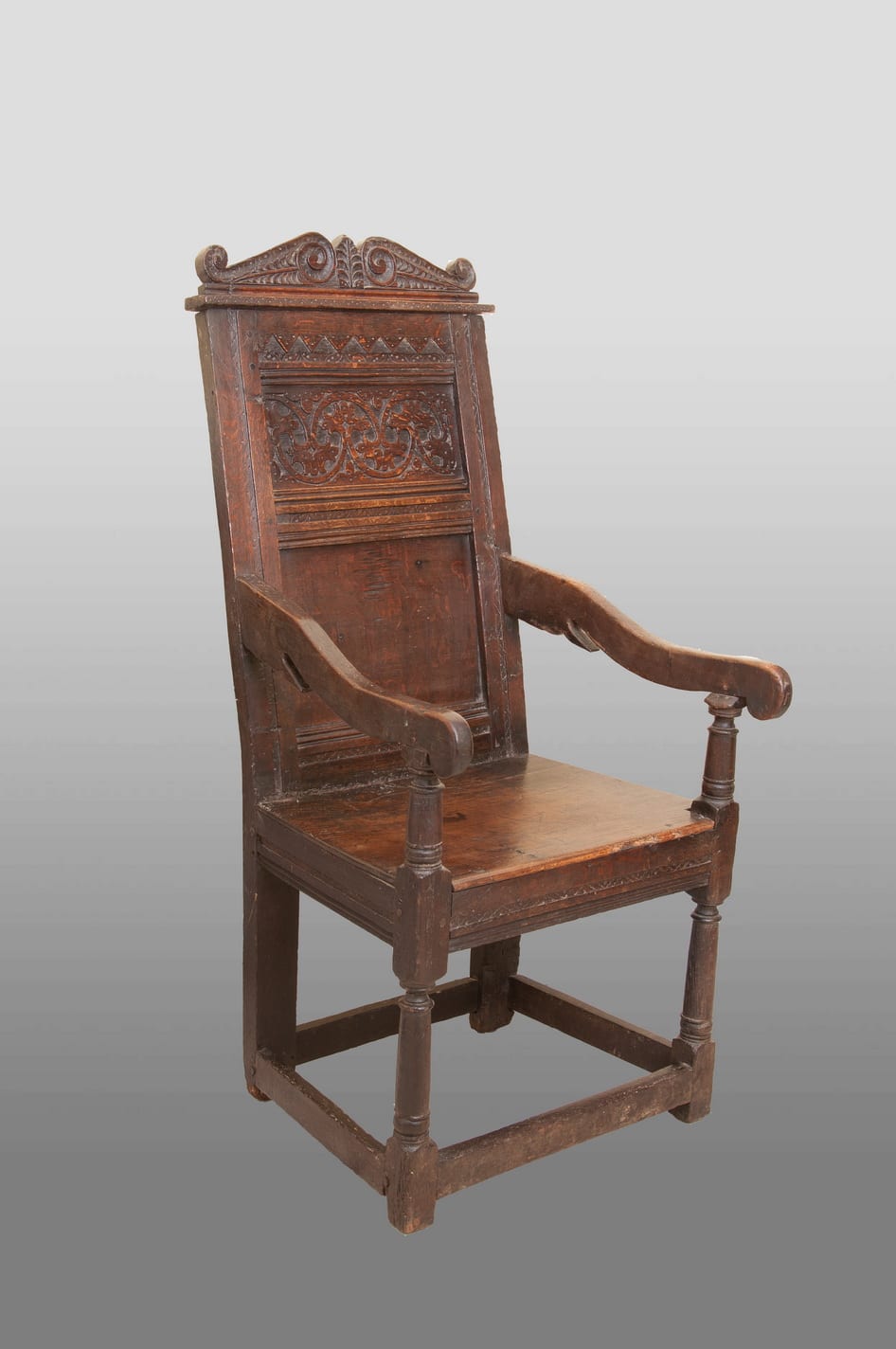 17th century Joined oak armchair