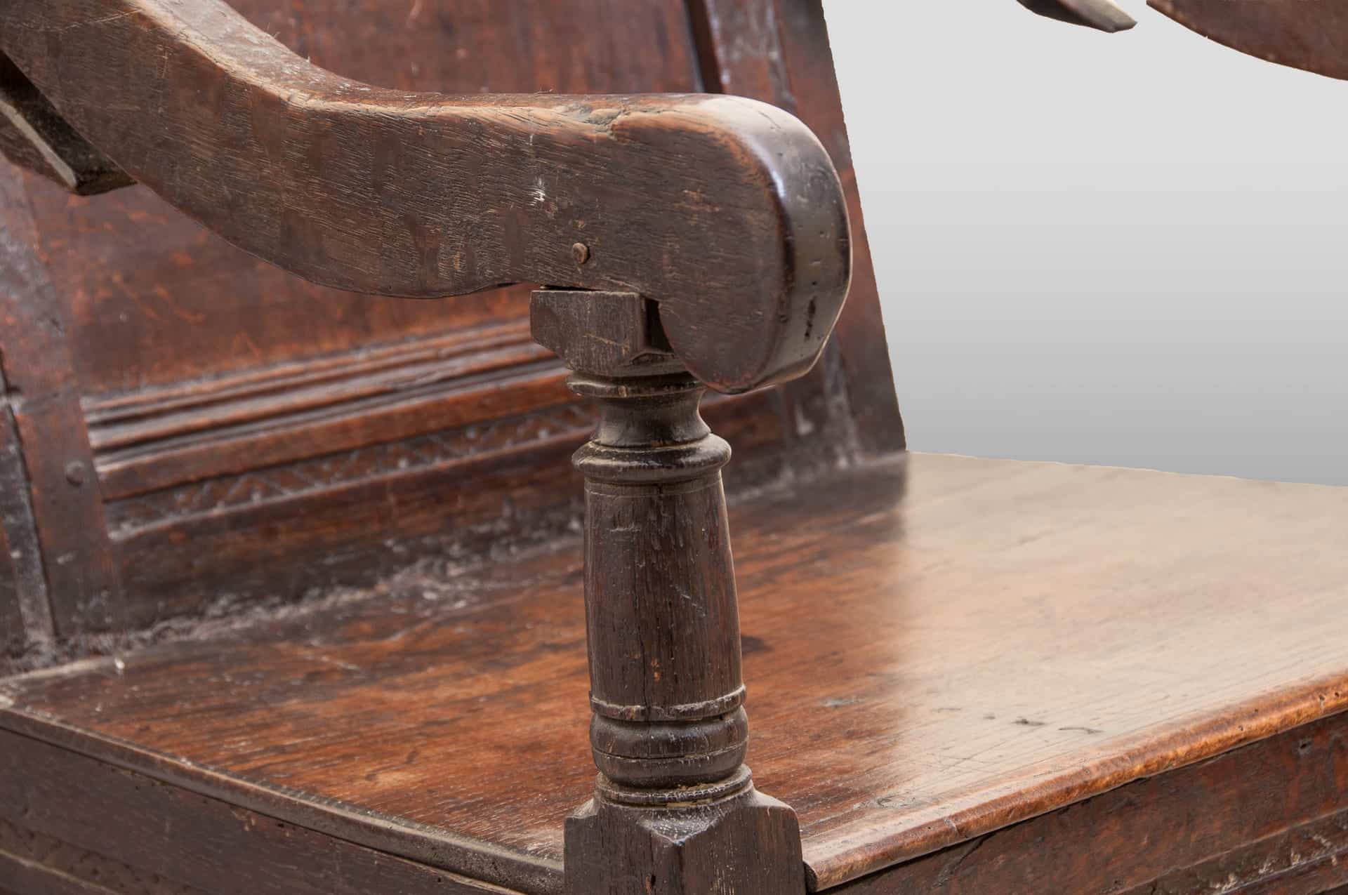 17th century Joined oak armchair