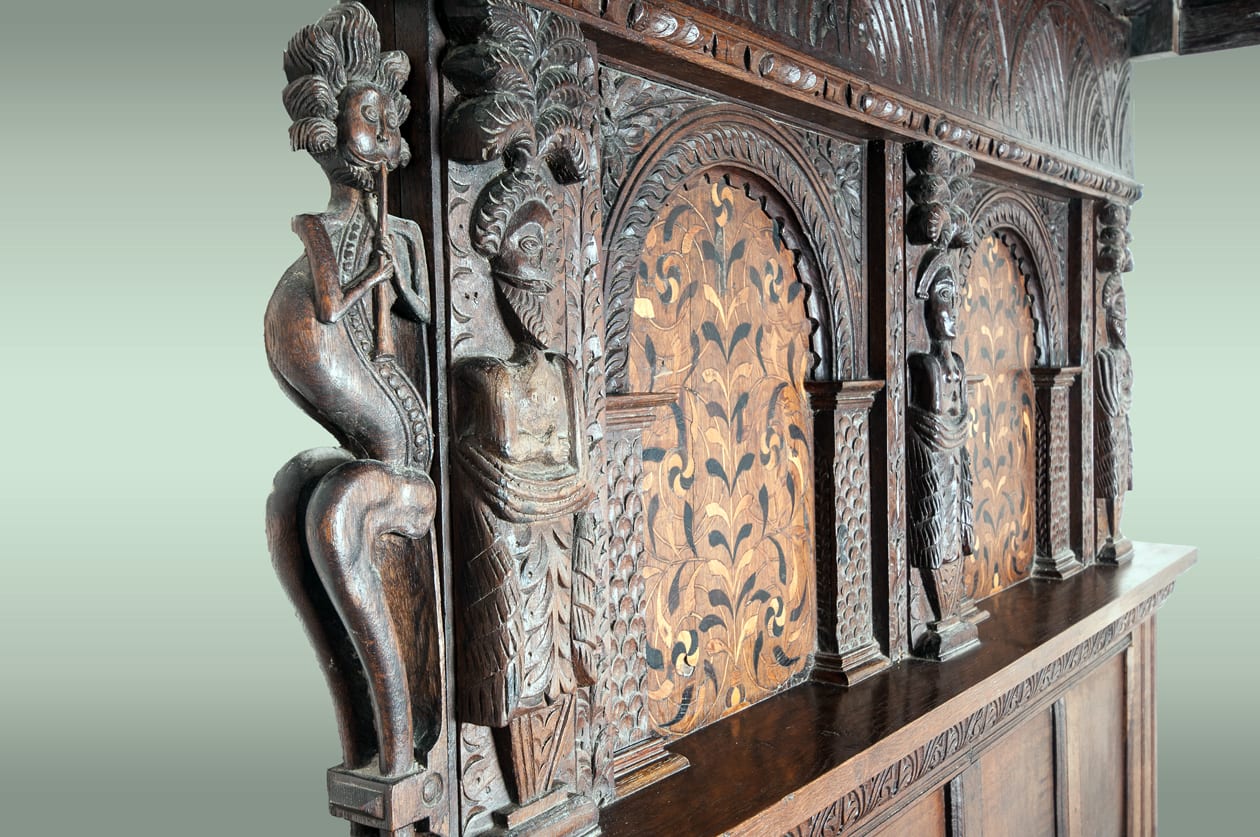 Elizabeth I oak carved tester bed