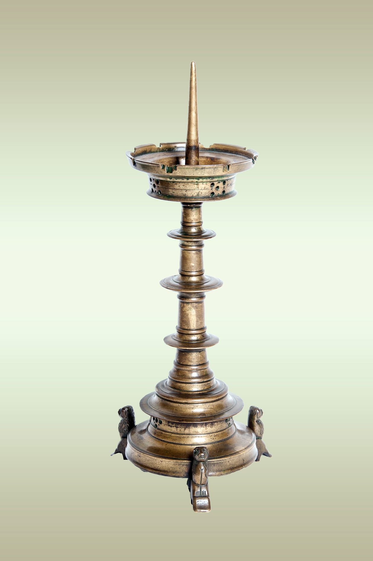 Flemish brass Gothic pricket candlestick