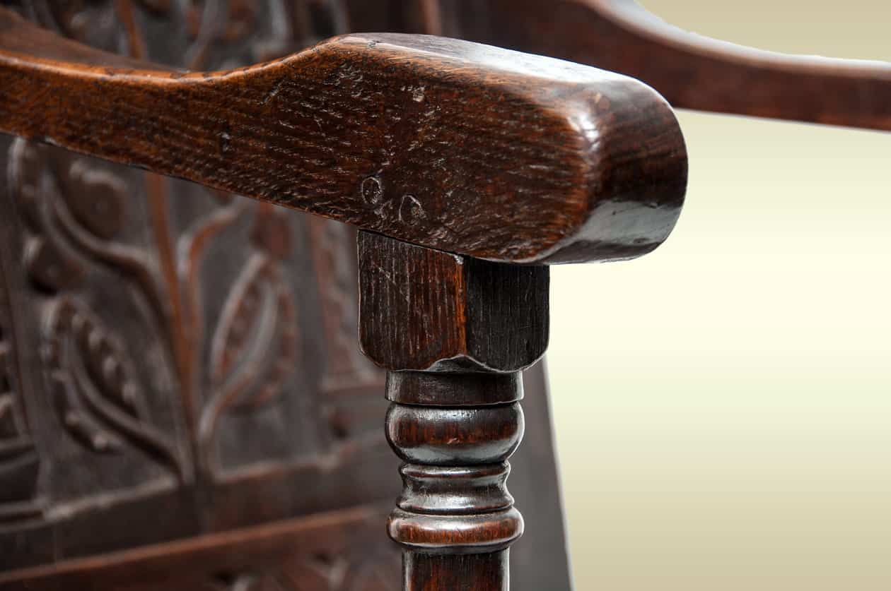 Early 17th century joined oak armchair