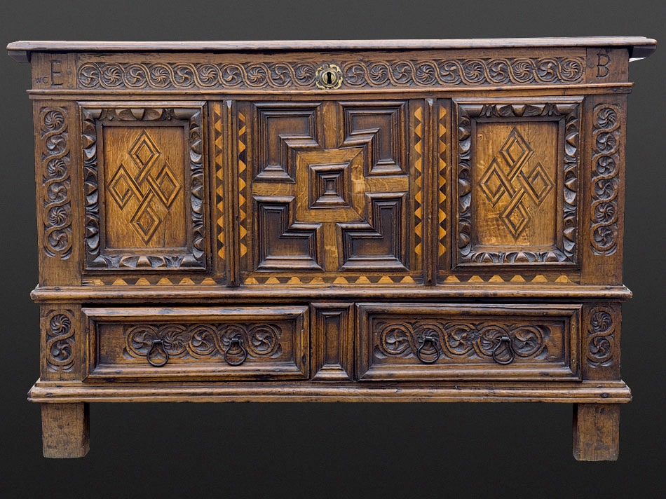 James I joined oak chest with two drawers