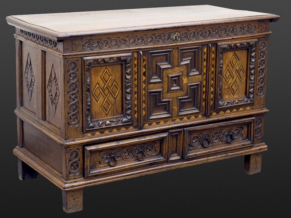 James I joined oak chest with two drawers