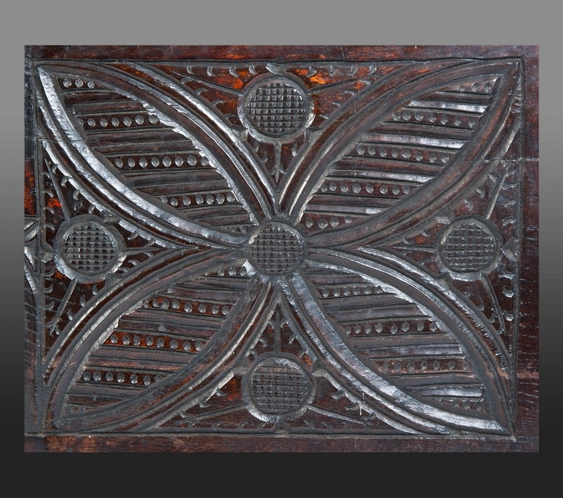 Henry VIII carved boarded chest