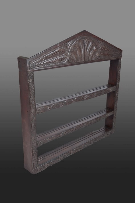 James 1st oak boarded glass case