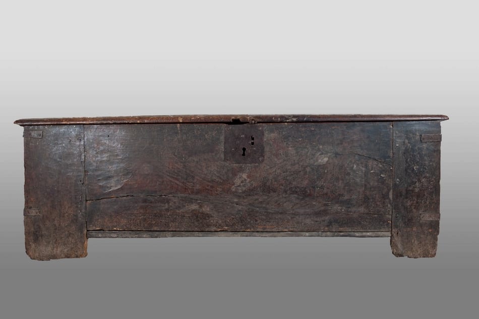English medieval clamp front chest