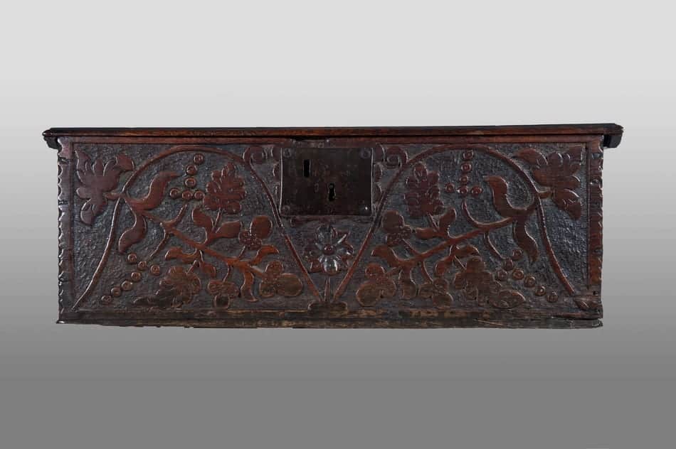Charles II oak box, Exeter