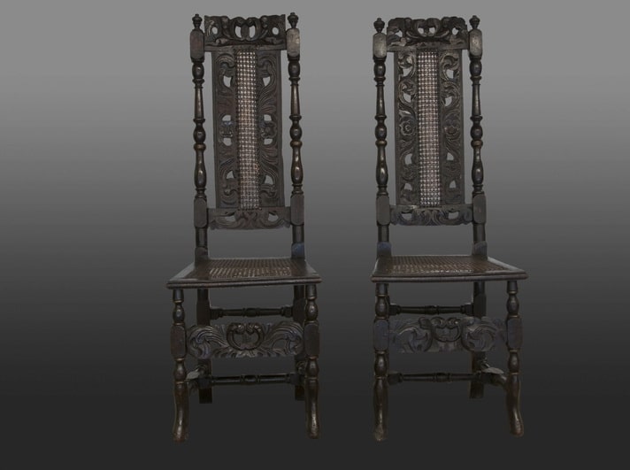 Pair of late 17th century beech chairs