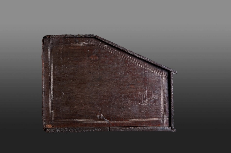 17th century oak boarded writing slope