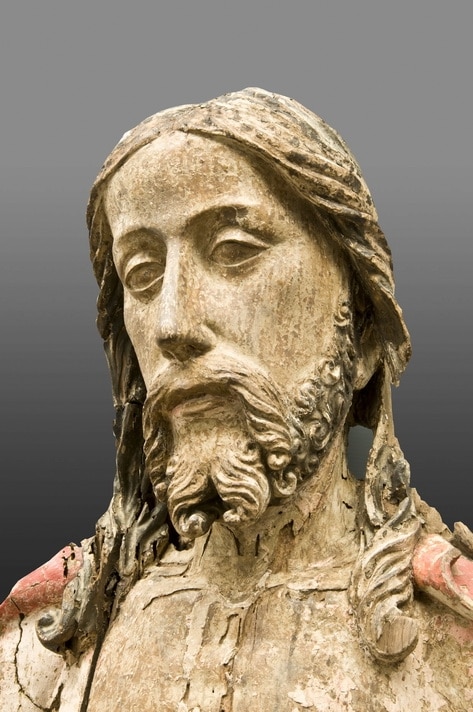 Early sculpture of Jesus on the cold stone