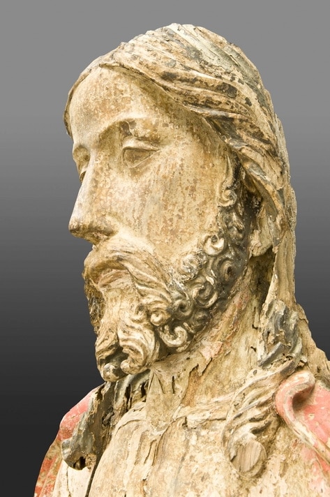 Early sculpture of Jesus on the cold stone