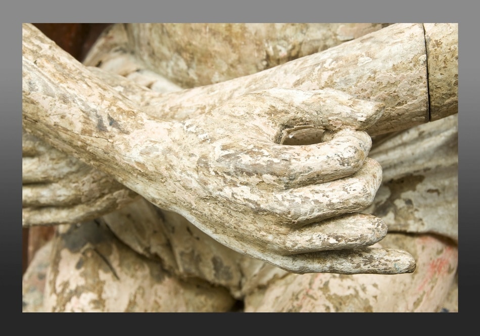 Early sculpture of Jesus on the cold stone