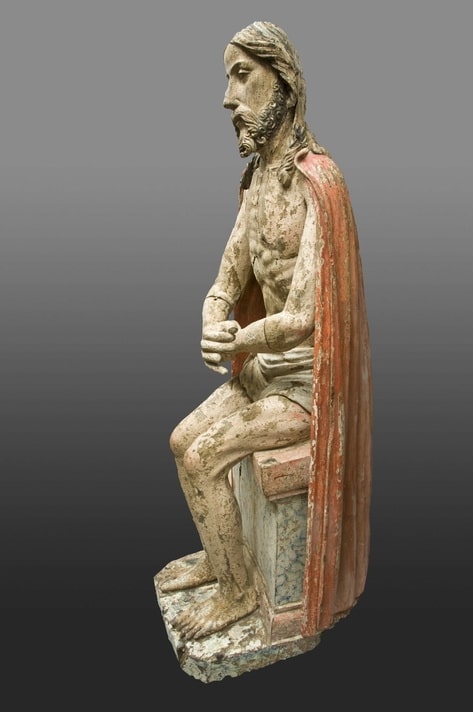 Early sculpture of Jesus on the cold stone