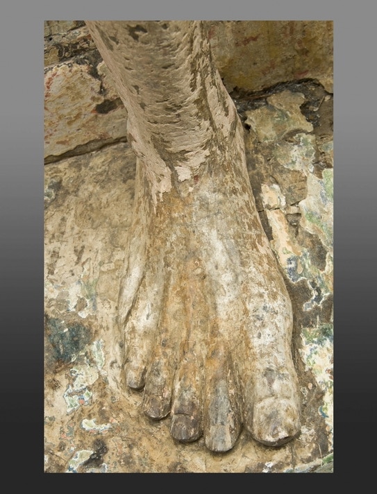 Early sculpture of Jesus on the cold stone