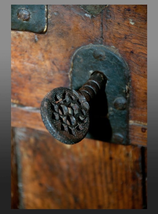 Late medieval oak and iron bound chest