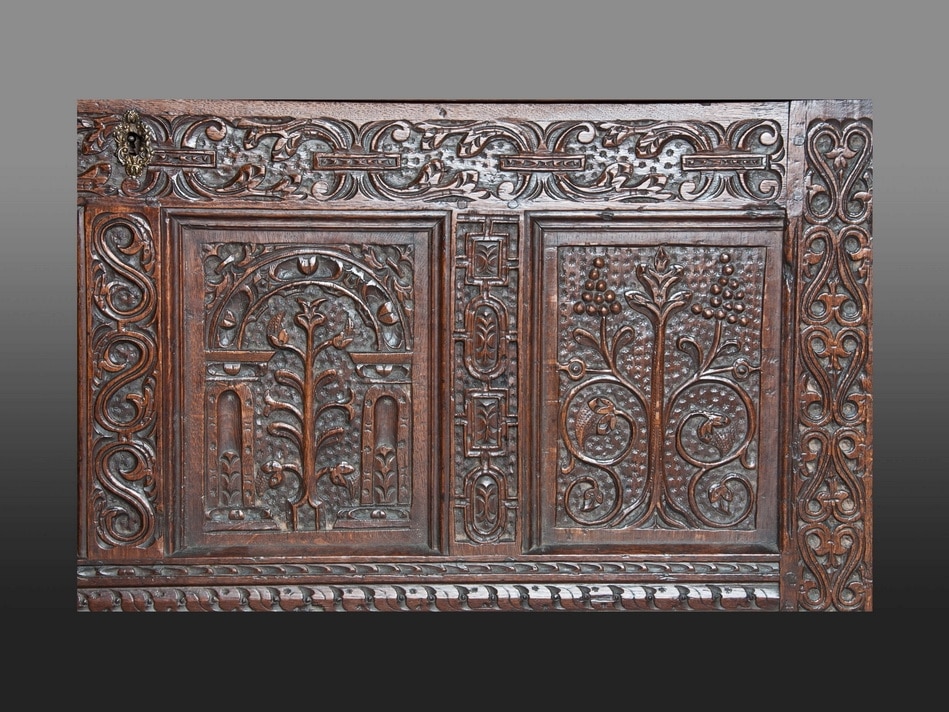 James I oak carved chest
