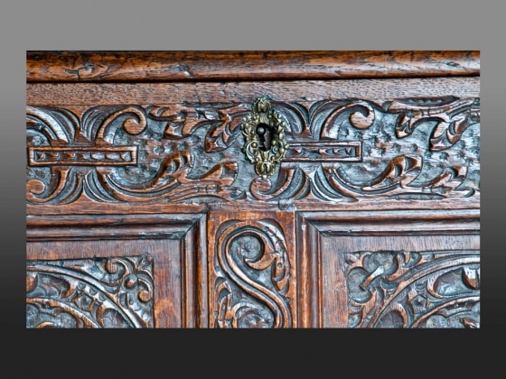 James I oak carved chest