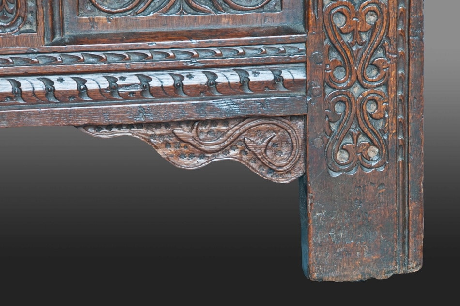 James I oak carved chest