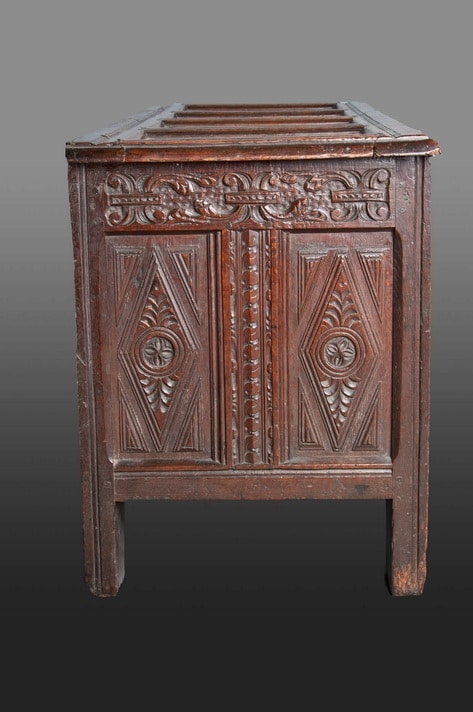 James I oak carved chest