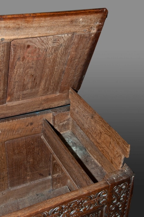 James I oak carved chest