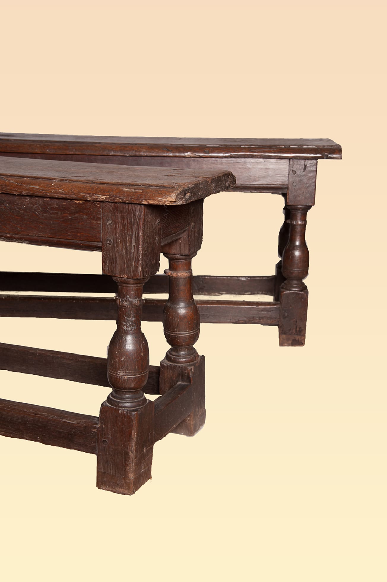 17th century Joined oak pair of benches