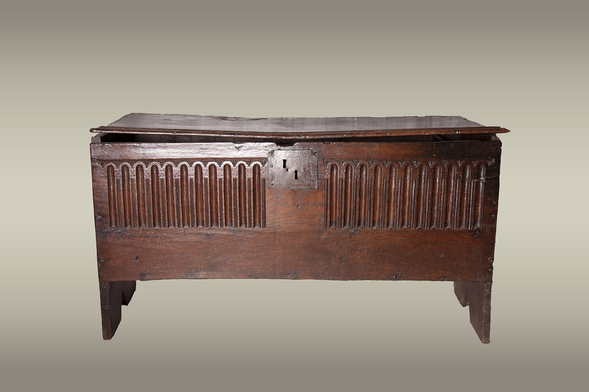 James I oak boarded chest