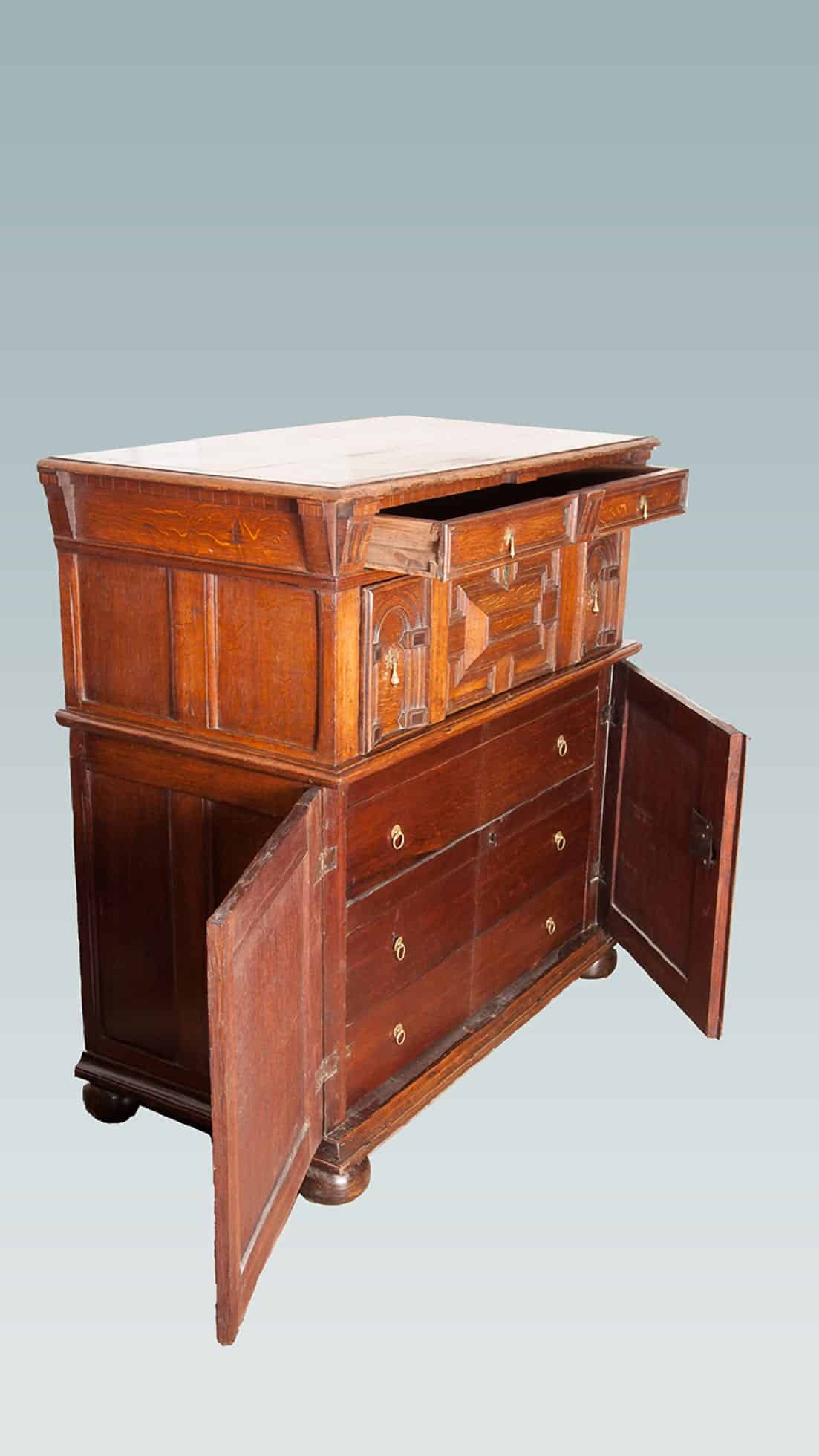 17th century enclosed chest of drawers