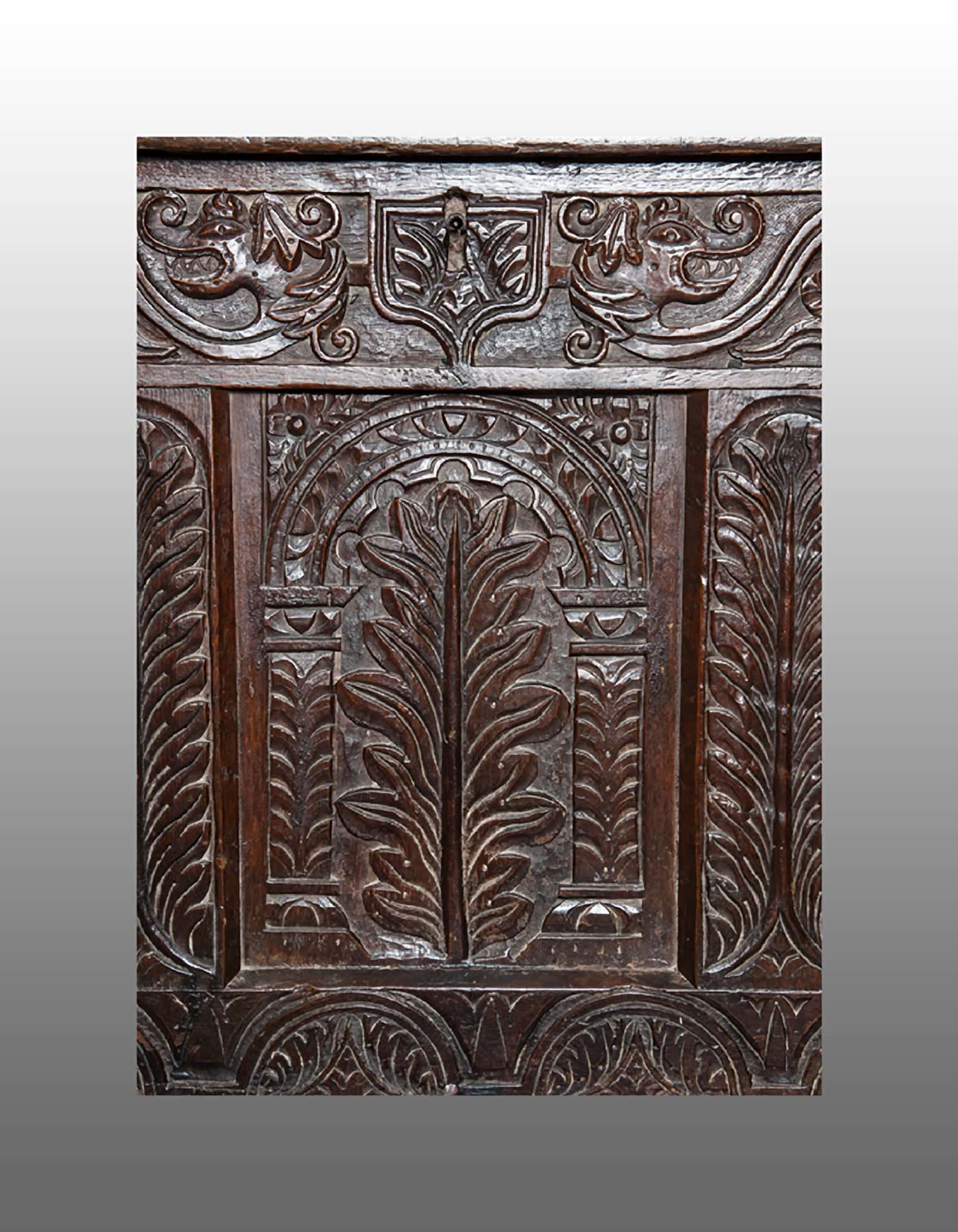 Charles I carved oak chest