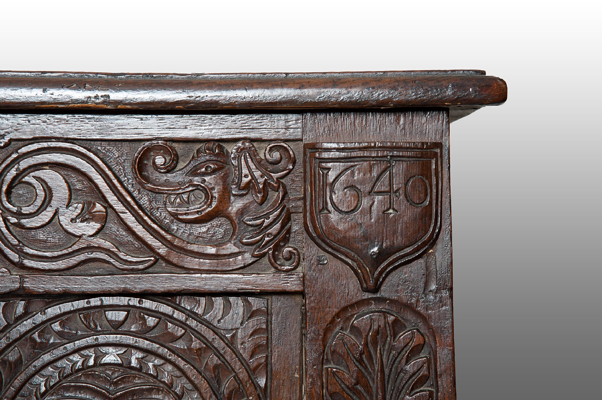Charles I carved oak chest