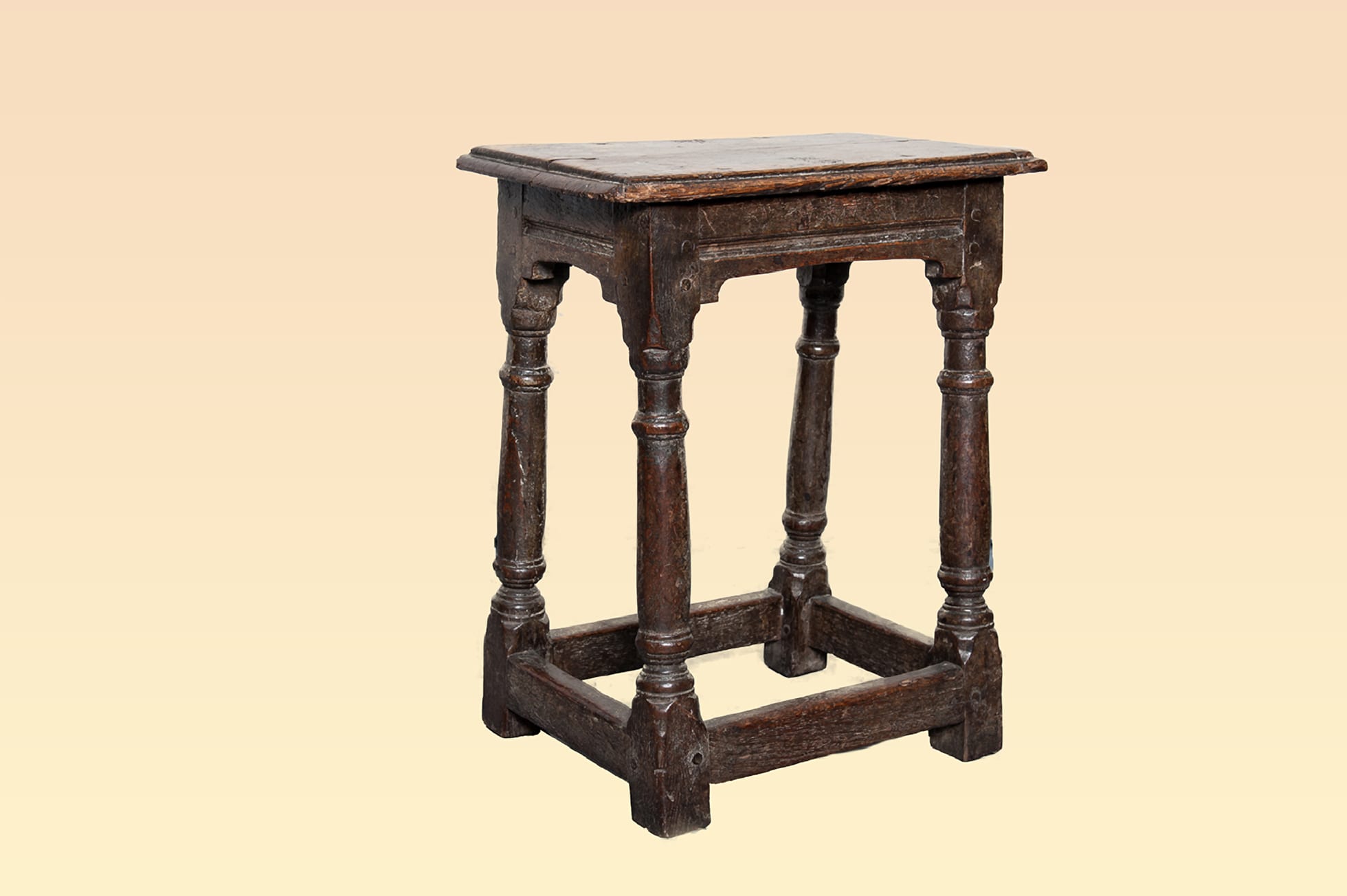 Early 17th century joined oak stool