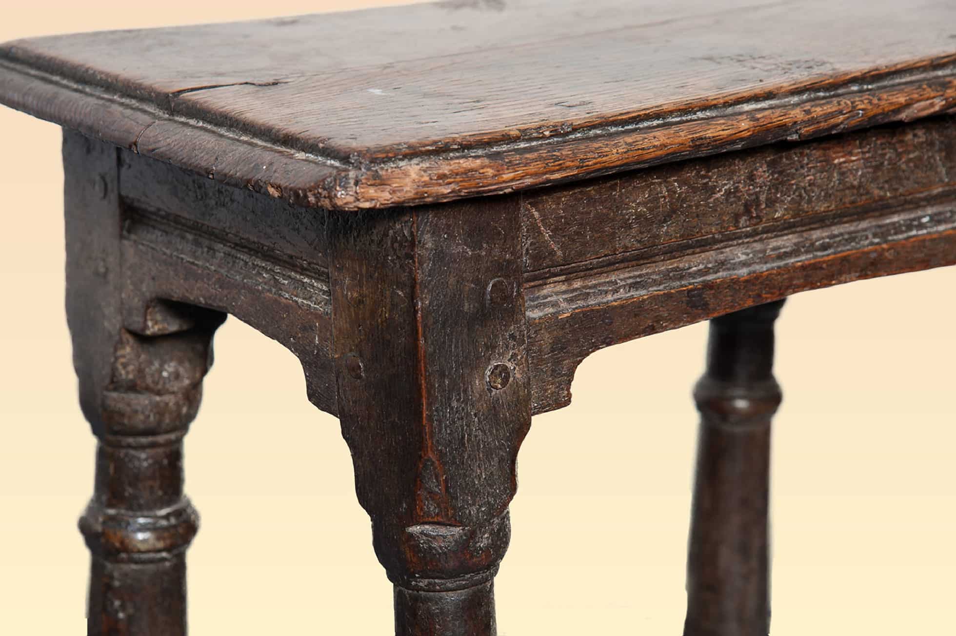Early 17th century joined oak stool